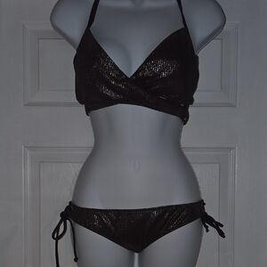 PINK Victoria's Secret Burgundy Sparkle 2pc Bikini